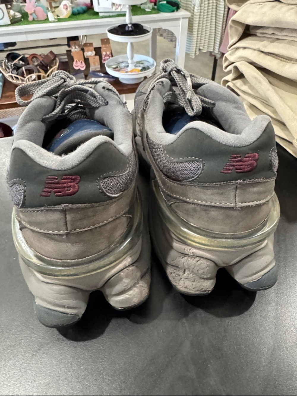 New Balance Grey Mesh & Suede Sneakers with Blue Logo - Picture 3 of 8